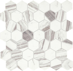 Daltile Eclessia Marble 2" Hex Mosaic 12" x 13" Honed Volakas