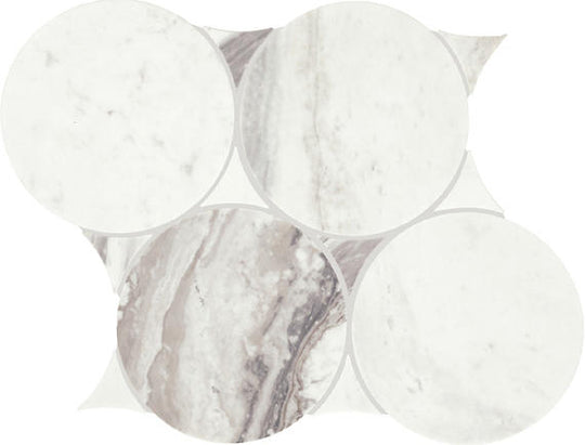 Daltile Eclessia Marble 10" x 12" Circle Mosaic Polished Volakas