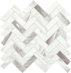 Daltile Eclessia Marble 1" x 3" Herringbone Mosaic 13" x 14" Volakas