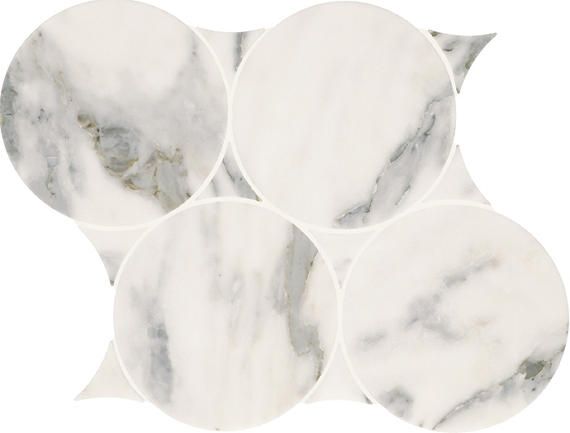 Daltile Eclessia Marble 11" x 13" Circle Mosaic Polished Arabescato Argento