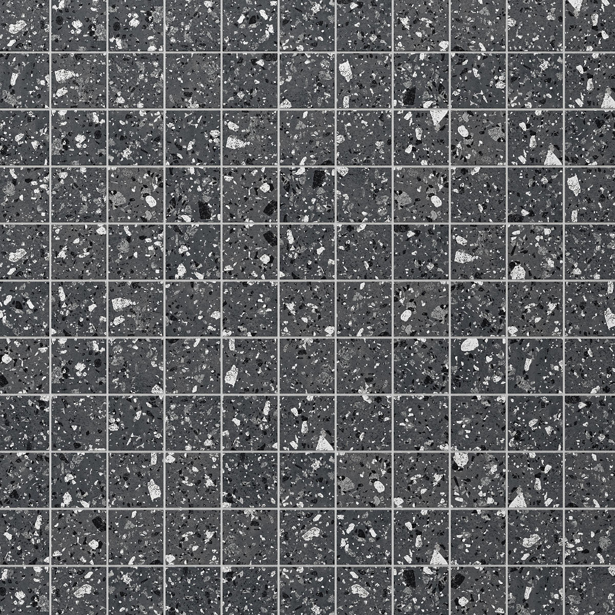 Daltile Poke 3" x 3" Straight Joint Mosaic 12" x 12" Matte Raven Flecks