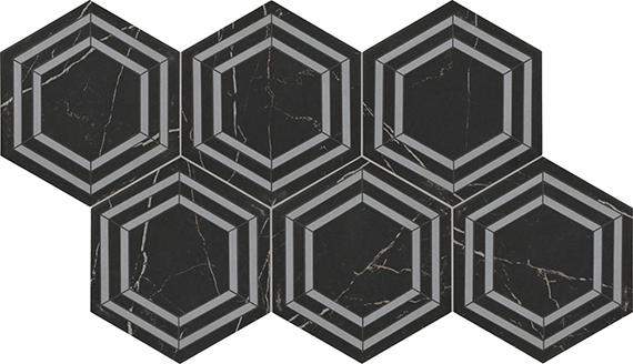 Daltile Perpetuo 8" x 9" Hexagon Matte Tuxedo