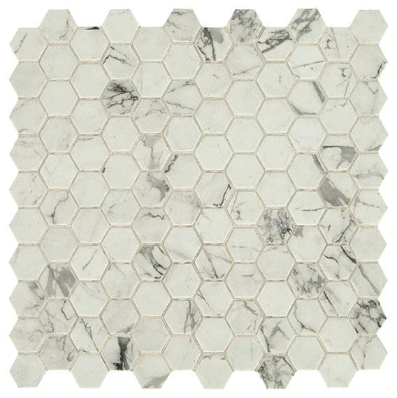 Daltile Uptown Glass 11" X 12" Hexagon Mosaic 1" Matte Posh Resort