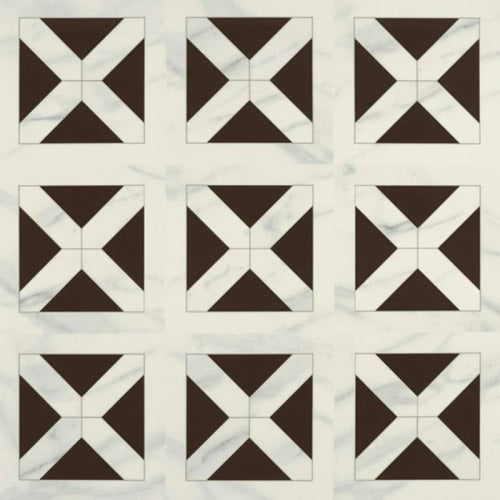 American Olean Ideology 24" X 24" Deco Carrara White & Black