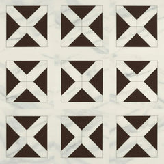 American Olean Ideology 24" X 24" Deco Carrara White & Black