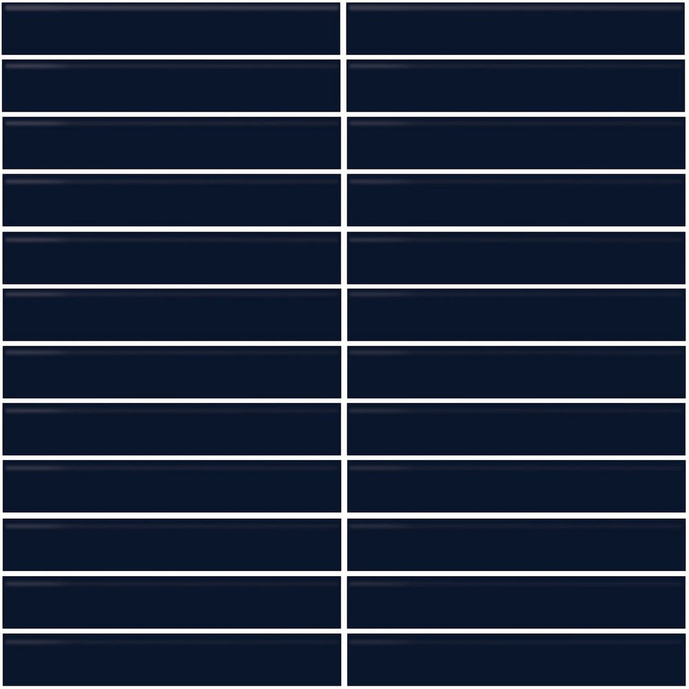 Daltile Color Wheel Mosaic 1'' x 6'' Straight 12'' x 10'' Glossy Navy