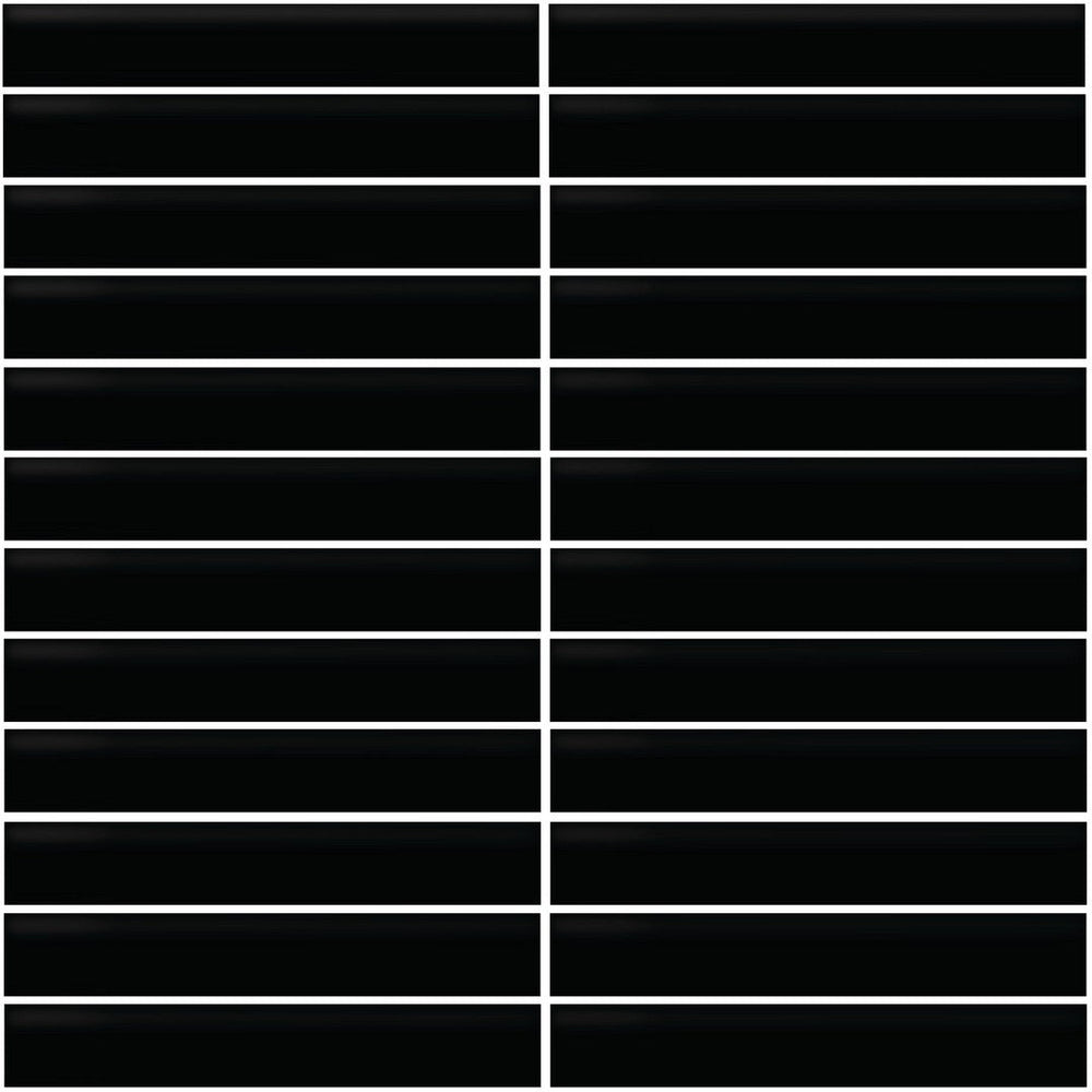 Daltile Color Wheel Mosaic 1'' x 6'' Straight 12'' x 10'' Matte Matte Black