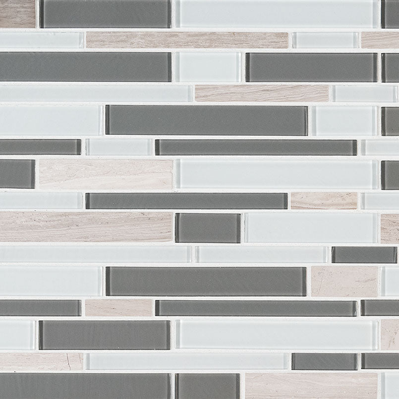 MS International Decorative Mosaic 12" x 12" Interlocking Gray Cliff