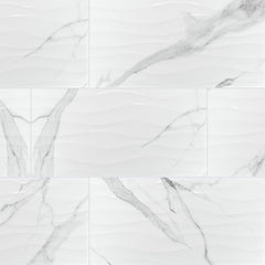 MS International Dymo 12" x 24" Glossy Statuary Wavy White