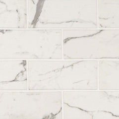 MS International Decorative Mosaic 12" x 12" Subway 3" x 6" Statuario Celano