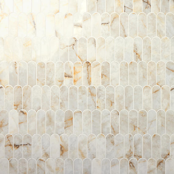 Marazzi Editorial 2" x 5" Fish Scale Mosiac 10" x 11" Polished Wintour Ivory