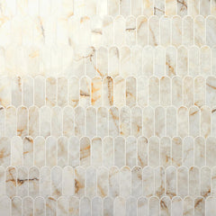 Marazzi Editorial 2" x 5" Fish Scale Mosiac 10" x 11" Polished Wintour Ivory