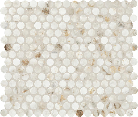 Marazzi Editorial 0.75" x 0.75" Penny Round Mosiac 11" x 13" Mixed Wintour Ivory