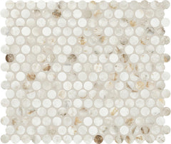 Marazzi Editorial 0.75" x 0.75" Penny Round Mosiac 11" x 13" Mixed Wintour Ivory