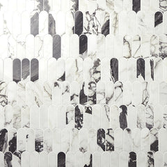 Marazzi Editorial 2" x 5" Fish Scale Mosiac 10" x 11" Polished Bardot Noir