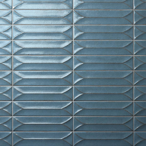 Marazzi Terramater 3.5" x 15" Wave Crest Glossy Laguna