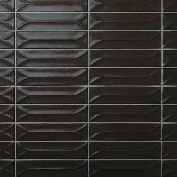Marazzi Terramater 3.5" x 15" Wave Crest Glossy Carbone
