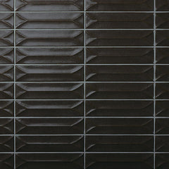 Marazzi Terramater 3.5" x 15" Wave Crest Glossy Carbone