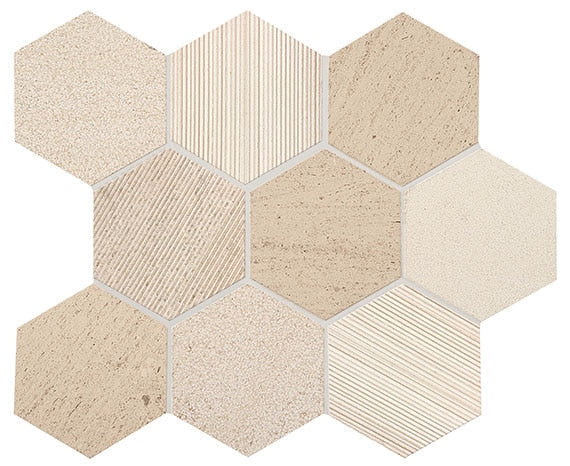 American Olean Ascend Stone 4"  Hexagon Mosaics Honest Greige