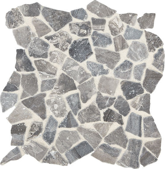 American Olean Presario 12" X 12" Pebble Mosaic Meta Silver