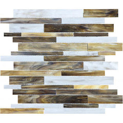 Chesapeake Ornamental Glass Random Strip Mosaic Peperino