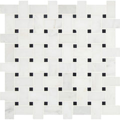 MS International Natural Stone Marble 12" x 12" Basketweave Mosaic Arabescato Carrara