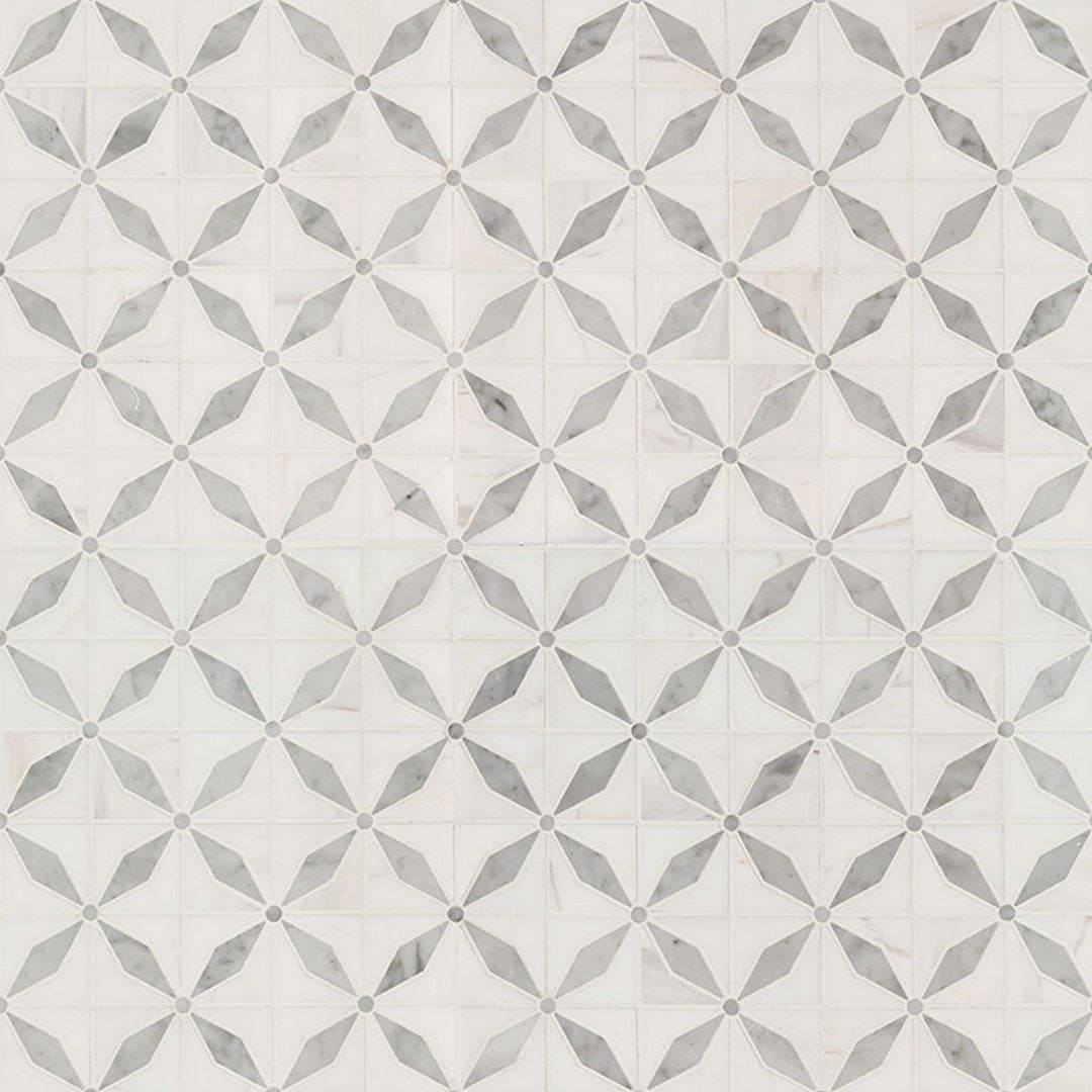 MS International Natural Stone Marble 12" x 12" Polished Bianco Starlite