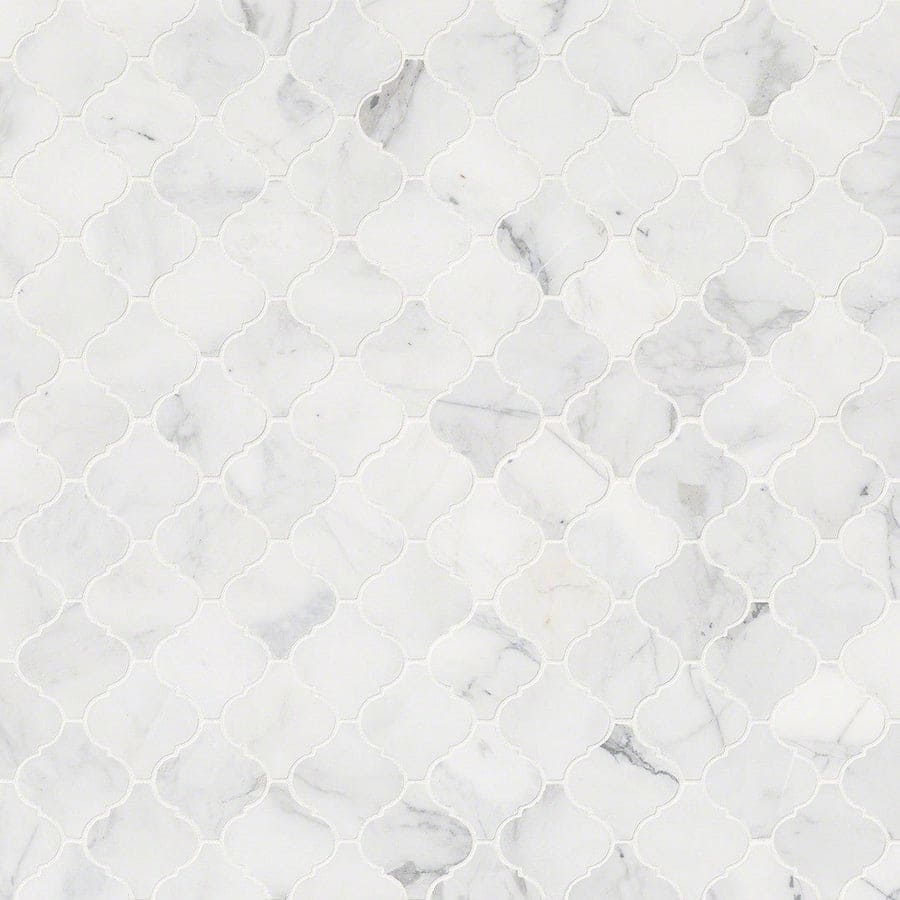 MS International Natural Stone Marble 12" x 12" Arabesque Mosaic Calacatta Cressa