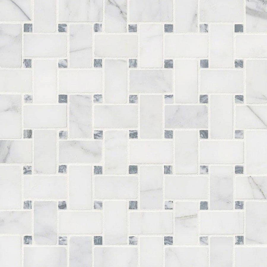 MS International Natural Stone Marble 12" x 12" Basketweave Mosaic Calacatta Cressa