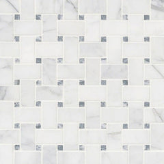 MS International Natural Stone Marble 12" x 12" Basketweave Mosaic Calacatta Cressa