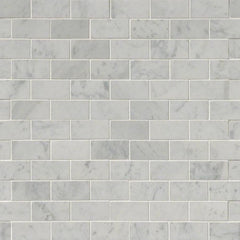MS International Natural Stone Marble 12" x 12" Mosaic 2" x 4" Carrara White