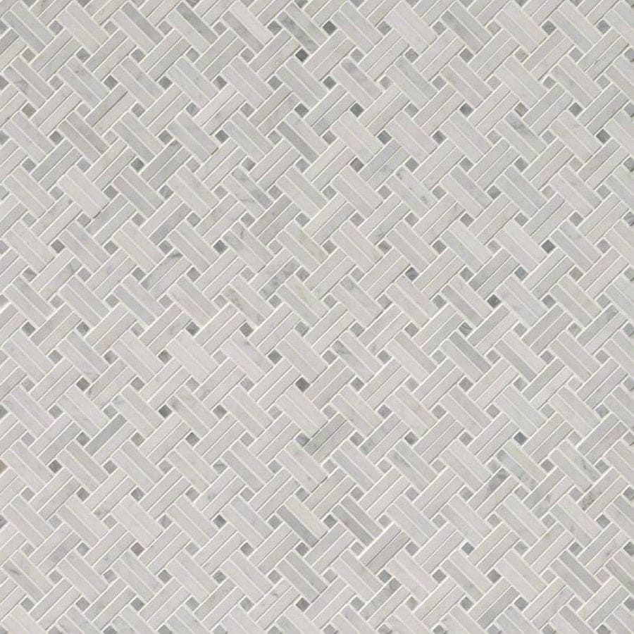 MS International Natural Stone Marble 12" x 12" Basketweave Mosaic Carrara White 9.6Mm