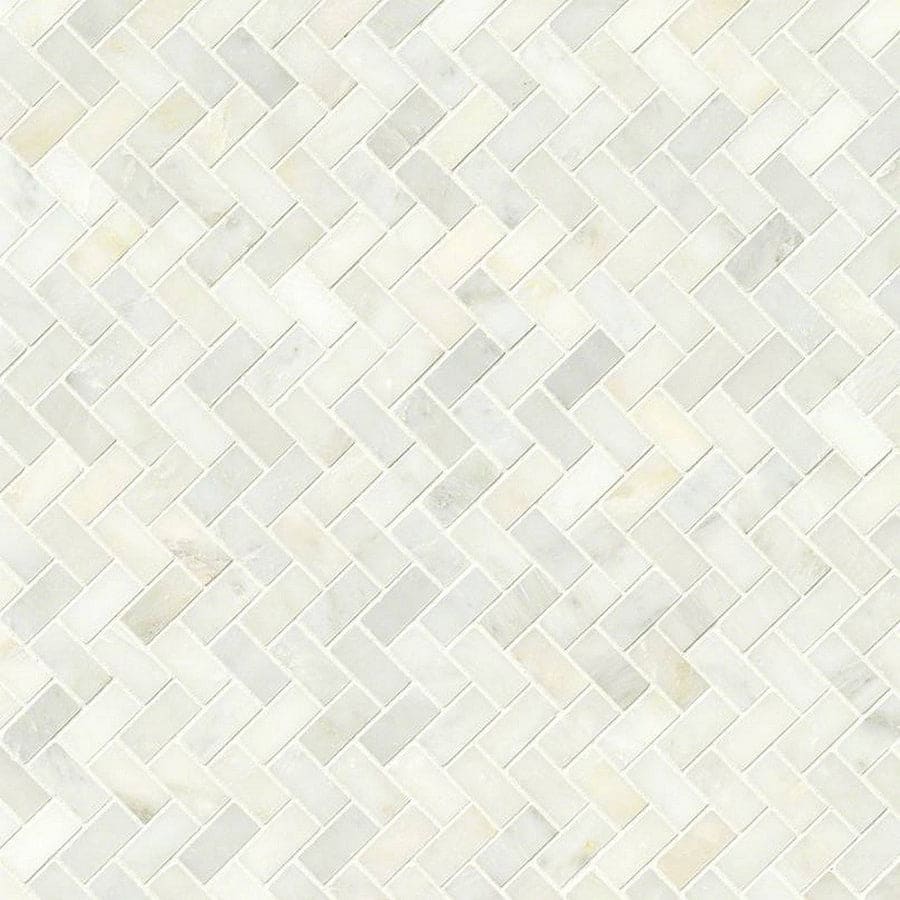 MS International Natural Stone Marble 12" x 12" Herringbone 1" x 3" Mosaic Greecian White