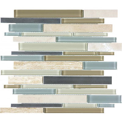 Chesapeake Steel Glass Random Strip Mosaic Sea Coast