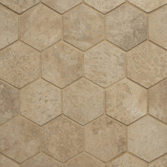 Bedrosians Travertine 3" Hex Mosaic 10.5" x 12"  Durango