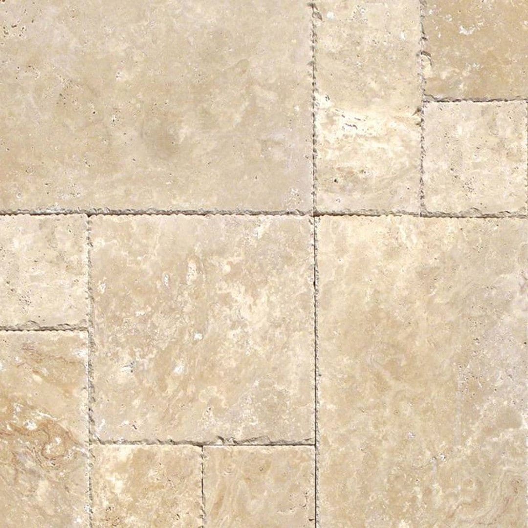 MS International Travertine 12" x 12" Tumbled Versailles Pattern Tuscany Beige