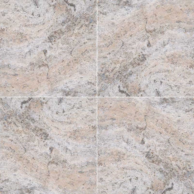 MS International Travertine 12" x 12" HF Silver