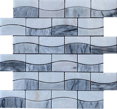 Emser Talento 12" X 13" Wave Mosaic 2" X 3" Polished Gris