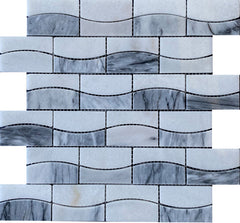 Emser Talento 12" X 13" Wave Mosaic 2" X 3" Polished Gris
