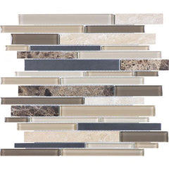 Chesapeake Steel Glass Random Strip Mosaic Woodland Park