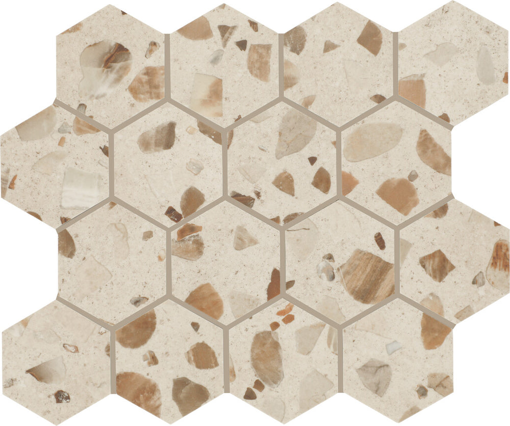 Marazzi Curation 3" Mosaic Hexagon 15" x 12" Stucco