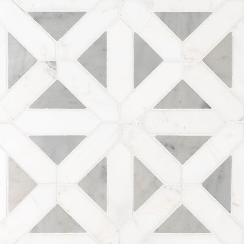 MS International Natural Stone Marble 12" x 12" Mosaic Bianco Dolomite Geometrica