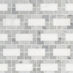 MS International Natural Stone Marble 12" x 12" Mosaic Bianco Dolomite Lynx