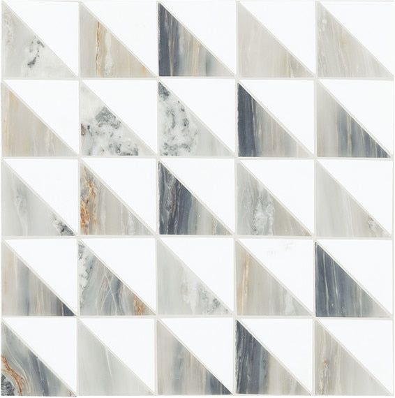 Daltile Gamma 12" X 12" Triangle Mosaic Azure Blend