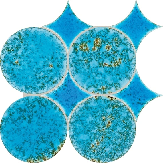 Daltile Stare Fyre 6" Spike/Circle Aquamarine Blue