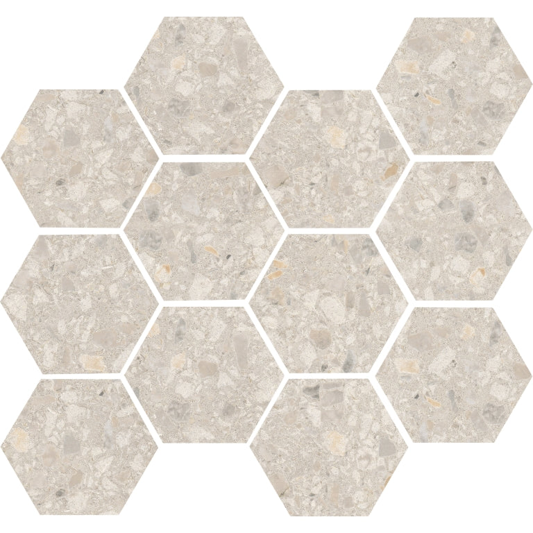Emser Fragmento 10" x 12" Hexagon Mosaic 3" Matte Lg Pearl