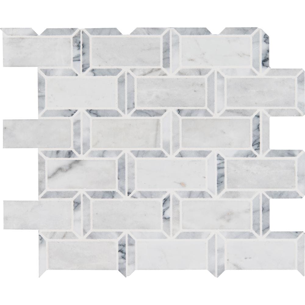 MS International Natural Stone Marble 12" x 12" Mosaic Arabescato Carrara Framework