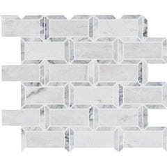 MS International Natural Stone Marble 12" x 12" Mosaic Arabescato Carrara Framework