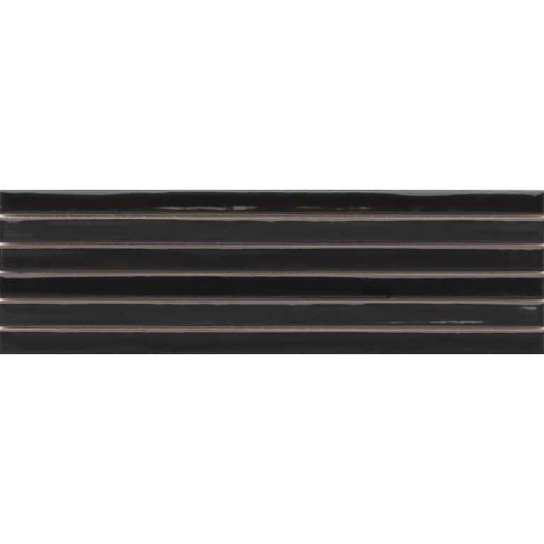 Emser Paralline 1" x 18" Stacked Mosaic 5" x 18" Glossy  Black