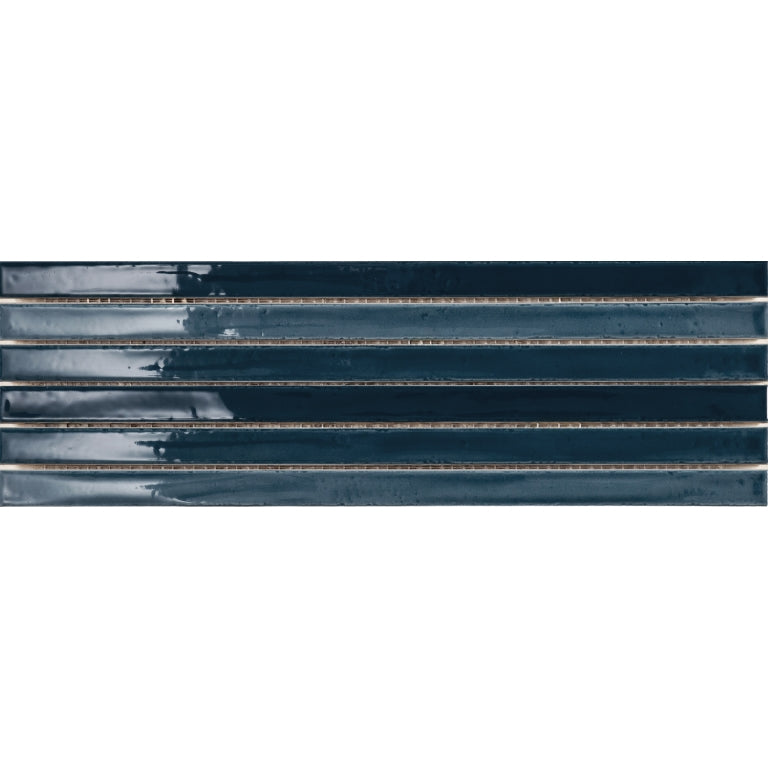Emser Paralline 1" x 18" Stacked Mosaic 5" x 18" Glossy  Denim
